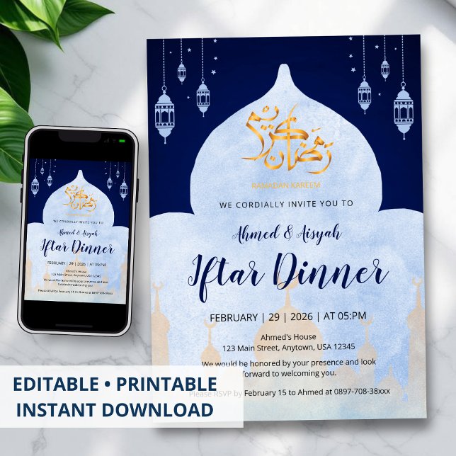 Invitation Fête élégante de l'Iftar du Ramadan à la mosquée e (Créateur téléchargé)
