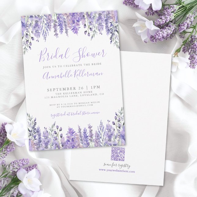 Invitation Fête élégante de mariage avec des fleurs de lavand (Elegant Lavender Floral Bridal Shower Invitation)