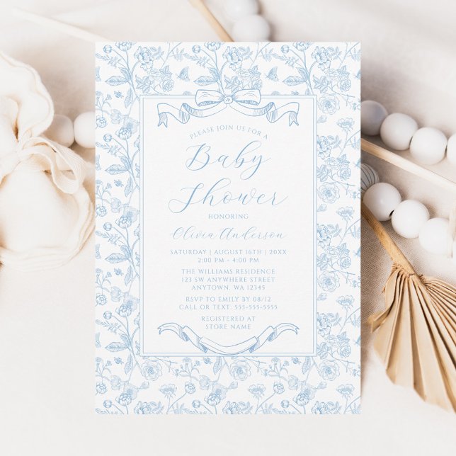 Invitation Fête élégante de naissance de garçon avec un nœud  (Créateur téléchargé)