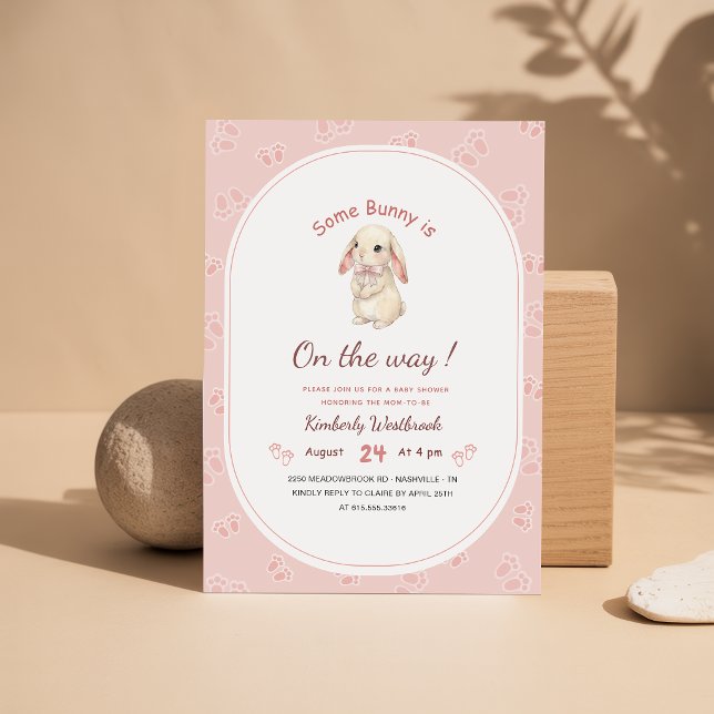 Invitation Fête Élégante de Naissance de Lapin Bébé Mignon (Créateur téléchargé)