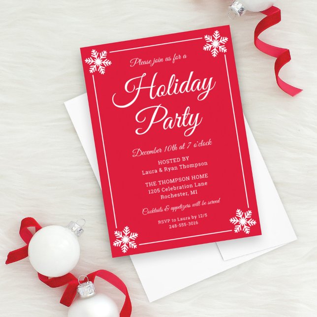 Invitation Fête élégante de Noël avec script Flocon de neige  (Créateur téléchargé)
