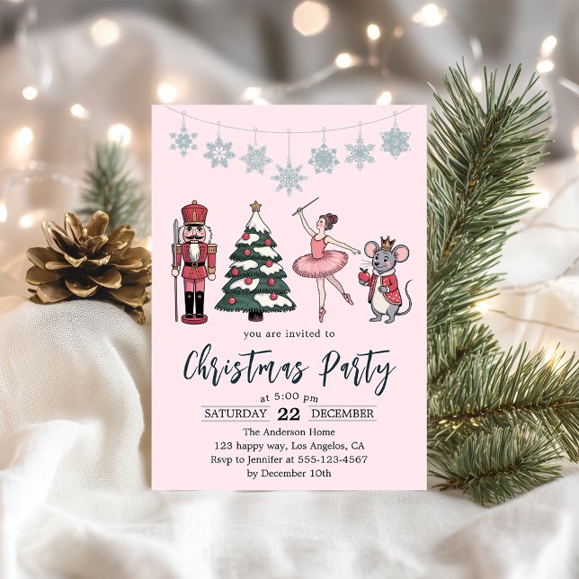 Invitation Fête élégante de Noël sur le thème du ballet Casse (Créateur téléchargé)