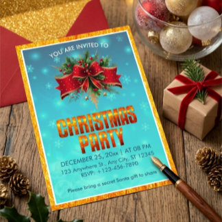Invitation Fête élégante de Noël, vacances d'hiver
