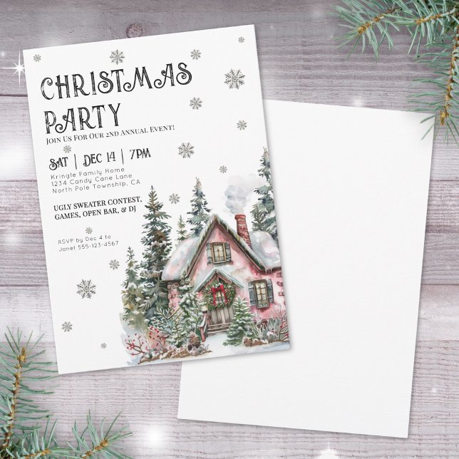 Invitation Fête Élégante de Noël Vacances d'Hiver (Festive Elegant Winter Christmas Party Invitation)