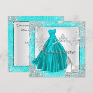Invitation Fête élégante de Quinceanera 15 ans élite sarcelle