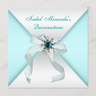 Invitation Fête élégante de Quinceanera bleu sarcelle