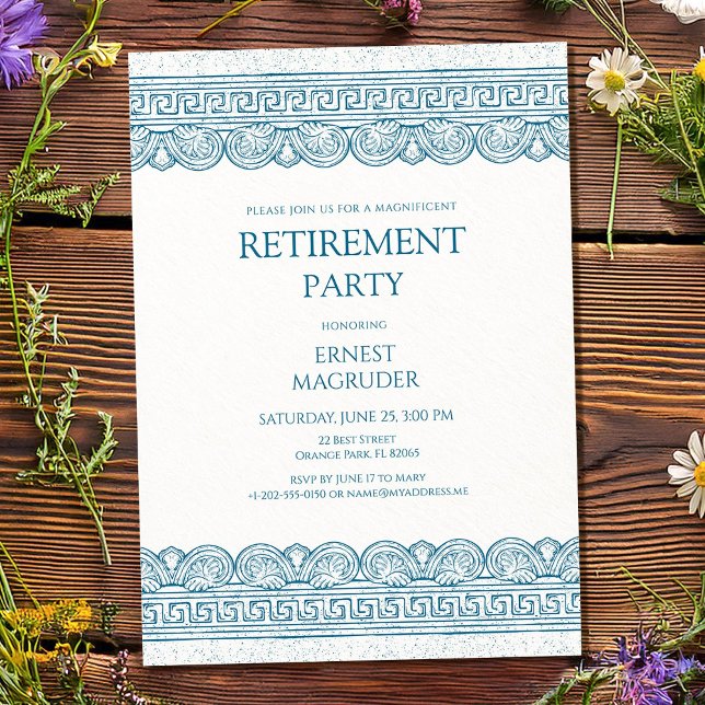 Invitation Fête élégante de retraite en toge bleue (Créateur téléchargé)