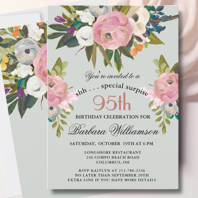 Invitation Fête élégante de SURPRISE pour 95e anniversaire (Créateur téléchargé)