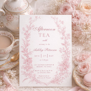 Invitation Fête élégante de thé de l'après-midi pour bébé fil