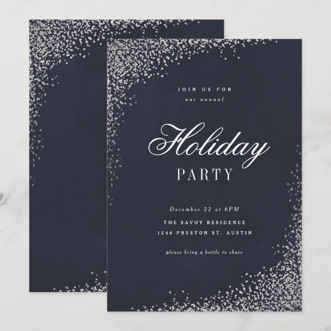 Invitation Fête élégante de vacances de script en feuille d'a (Devant / Derrière)