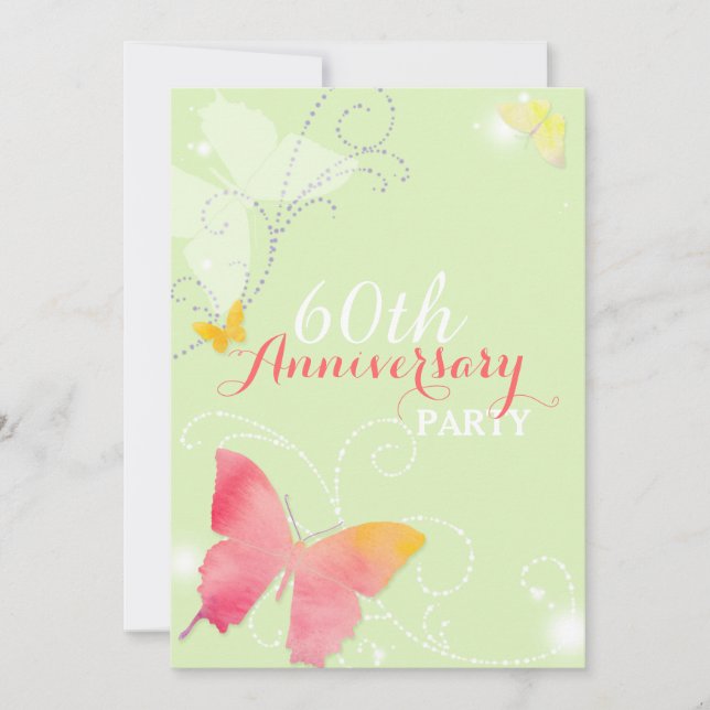 Invitation Fête élégante des 60 ans de mariage de Butterfly (Devant)