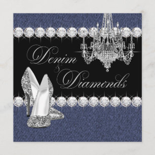 Invitation Fête élégante en denim et diamants