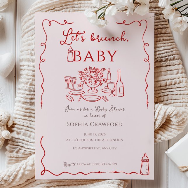 Invitation Fête élégante et fantaisiste de bébé Let's Brunch (Créateur téléchargé)
