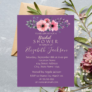 Invitation Fête élégante et romantique de fleurs pour la mari