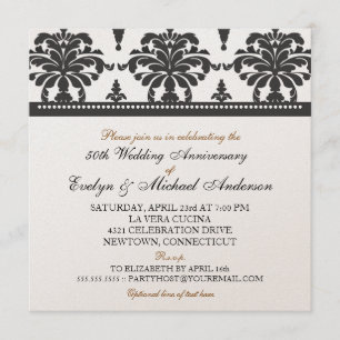 Invitation Fête élégante métallisée or pour 50e anniversaire 