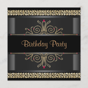 Invitation Fête élégante noire et or
