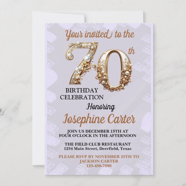 Invitation Fête élégante pour 70e anniversaire (Devant)