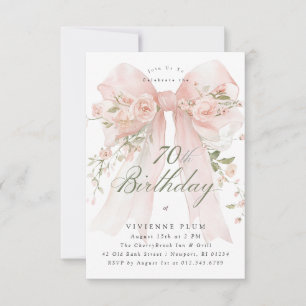 Invitation Fête élégante pour les 70 ans PETITE Fleurs roses