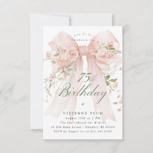 Invitation Fête élégante pour les 75 ans PETITE Fleurs roses