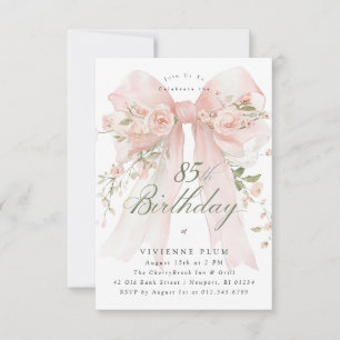Invitation Fête élégante pour les 85 ans PETITE Fleurs roses