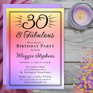 Invitation Fête élégante rose violet ombré pour 30 ans