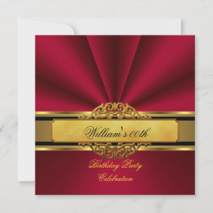 Invitation Fête élégante rouge foncé or hommes femmes