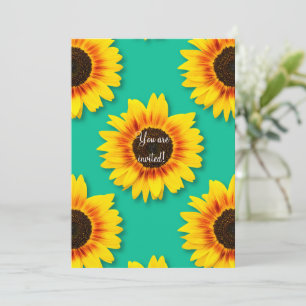 Invitation Fête en papier floral personnalisé tournesol