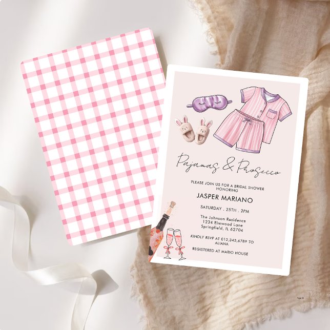 Invitation Fête en Pyjama Slumber PJ Prosecco Enterrement de  (Créateur téléchargé)