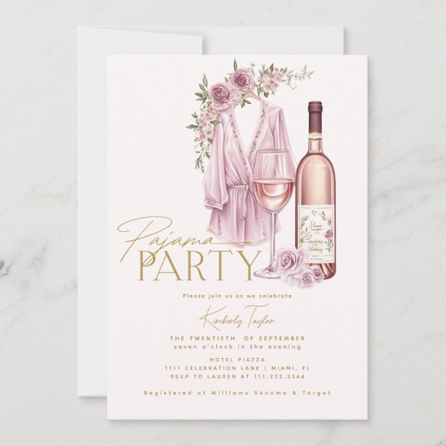 Invitation Fête en Pyjama Soirée Pyjama Prosecco Enterrement  (Devant)