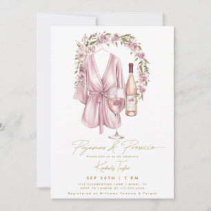 Invitation Fête en Pyjama Soirée Pyjama Prosecco Enterrement 