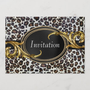 Invitation Fête en toutes occasions Black Gold Leopard