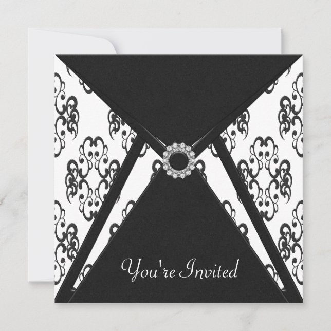 Invitation Fête en toutes occasions en damas noir (Devant)