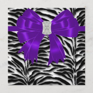 Invitation Fête en toutes occasions Zèbre Violet et Noir
