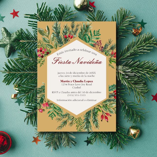 Invitation Fête espagnole de Noël Classe Chic Mignon Noël (Créateur téléchargé)
