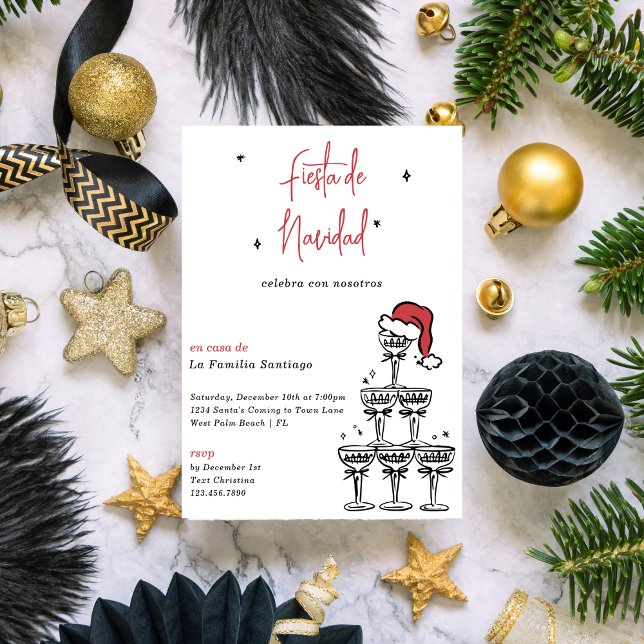 Invitation Fête espagnole de Noël Soirée Cocktail de Noël (Créateur téléchargé)