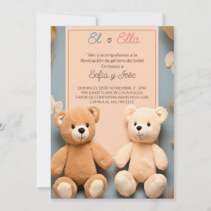 Invitation Fête espagnole Teddy Bear Révélation de genre