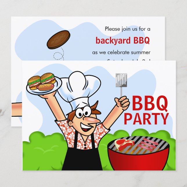 Invitation Fête estivale BBQ (Devant / Derrière)