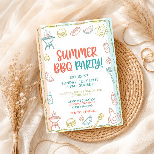 Invitation Fête estivale BBQ Gingham Cookout Jardin Rustique