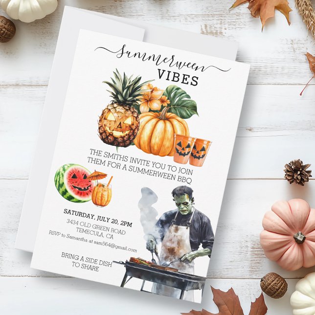 Invitation Fête estivale de barbecue Summerween Fête à la pis (Créateur téléchargé)