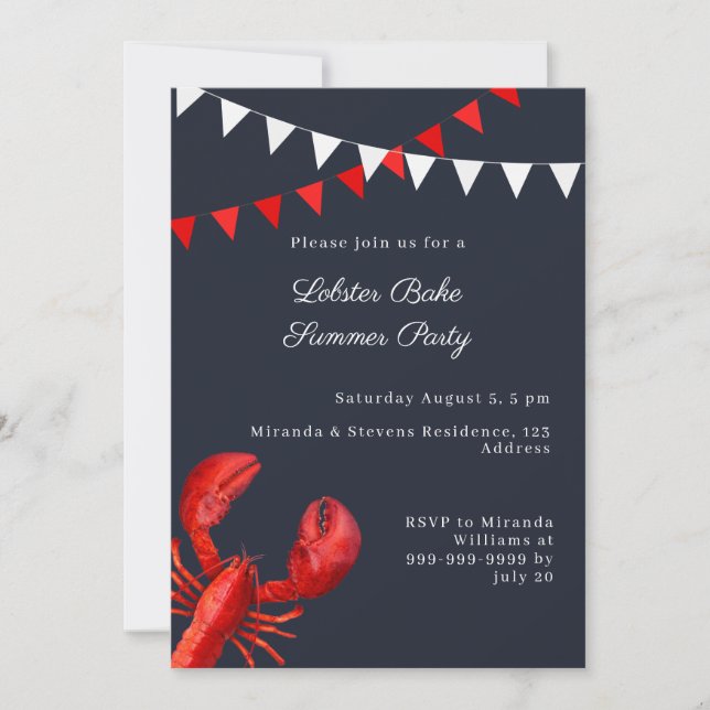 Invitation Fête estivale de cuisson du homard (Devant)