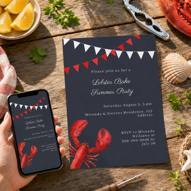 Invitation Fête estivale de cuisson du homard (Créateur téléchargé)