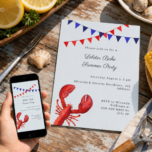 Invitation Fête estivale de cuisson du homard