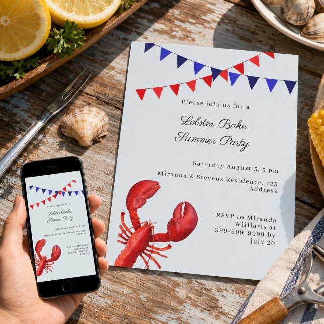Invitation Fête estivale de cuisson du homard (Créateur téléchargé)