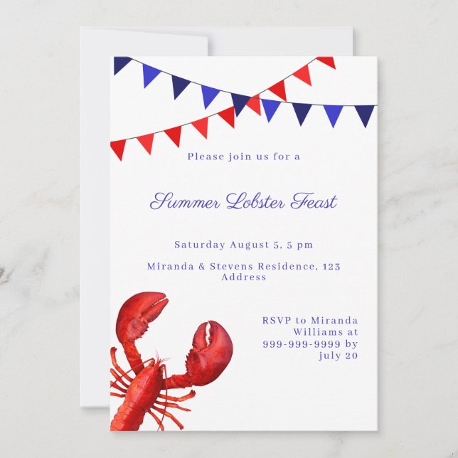 Invitation Fête estivale de homard (Devant)