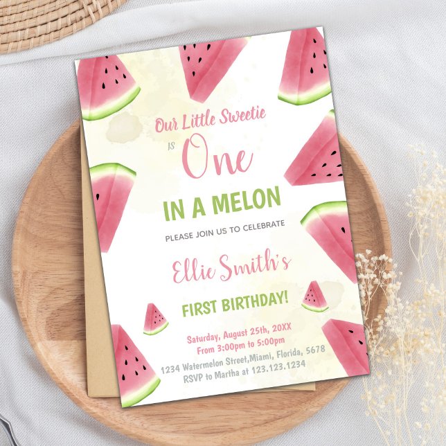 Invitation Fête estivale modifiable Imprimable (1st Birthday Watermelon Birthday Invitations)