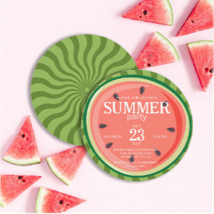 Invitation Fête estivale Red Green Watermelon Slices