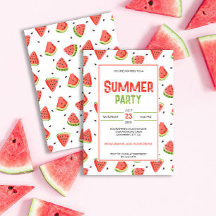 Invitation Fête estivale Red Green Watermelon Slices