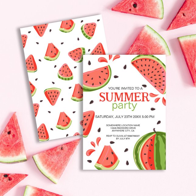 Invitation Fête estivale Red Green Watermelon Slices (Créateur téléchargé)