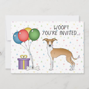 Invitation Fête Et Blanc Italien Greyhound Mignonne Chien Ann