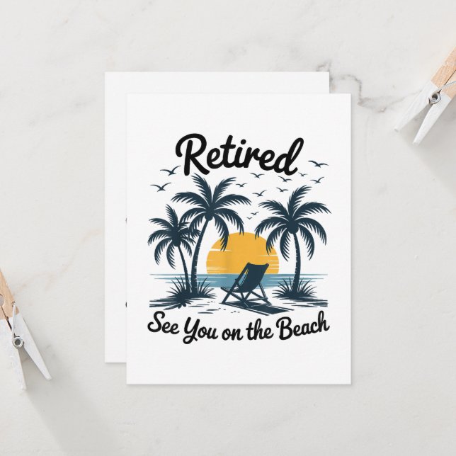 Invitation Fête Été Retraité À Vous Sur La Plage (Devant/Arrière en situation)